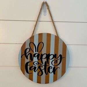 HAPPY EASTER Hand painted Rustic Farmhouse Hanging Sign Decor Spring Wood Twine